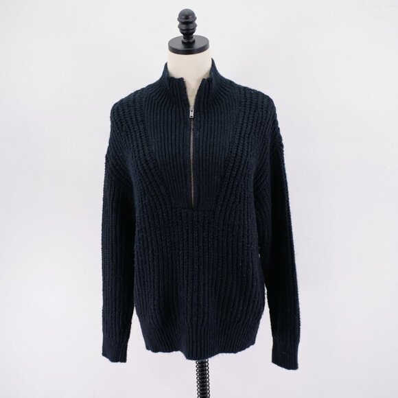 Gap Medium Black Cable Knit 1/2 Zip Sweater Cotton Polyester Acrylic Long Sleeve - Picture 1 of 9